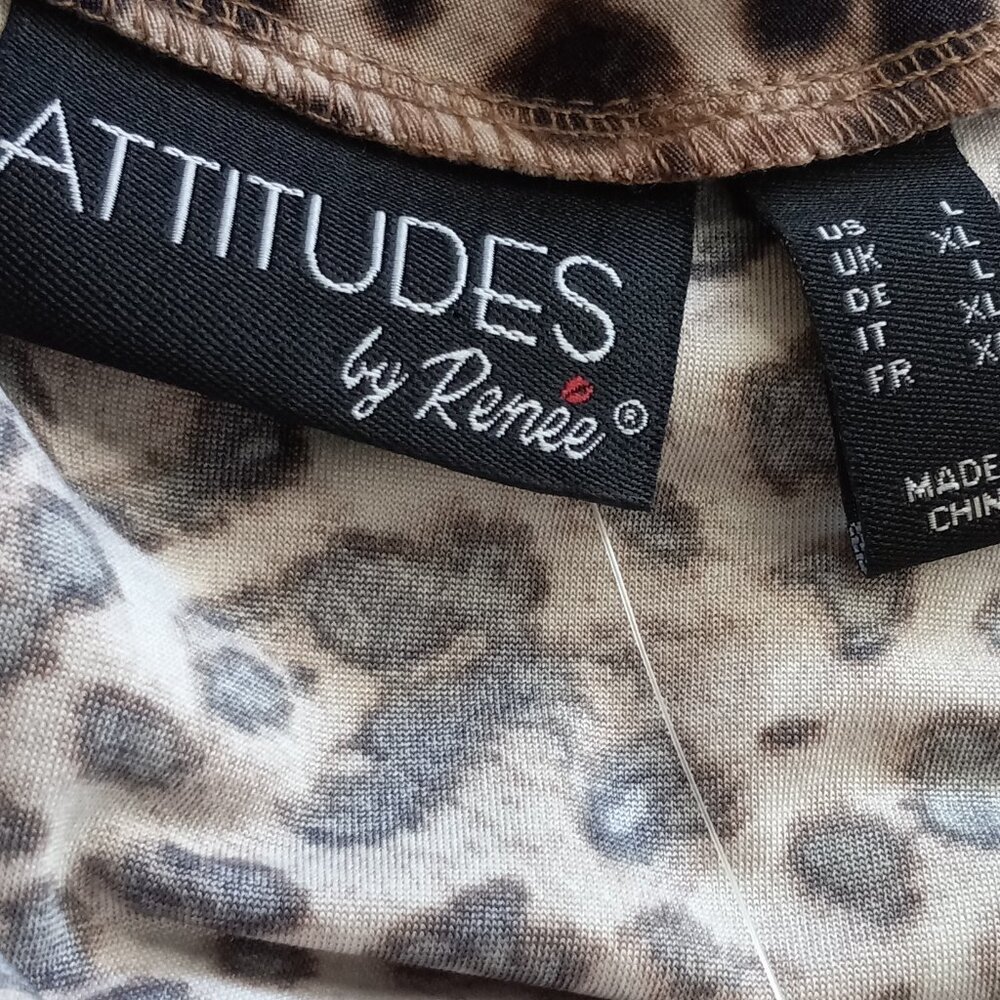 NWT Attitudes by Renee Leopard Print Como Jersey Illusion Waist Maxi Dress Sz L - Picture 4 of 6